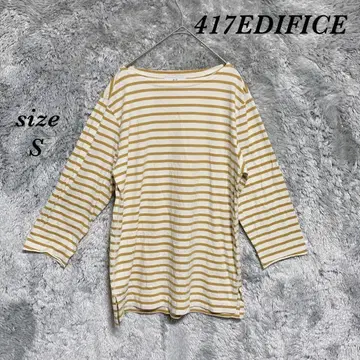 417EDIFICE (S) 보더 롱 티셔츠 7부 소매 얇은 소재