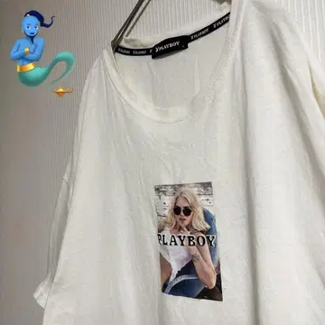 [개성파 구제 의류] PLAYBOY 오버 사이즈 티셔츠 화이트 레어 XL