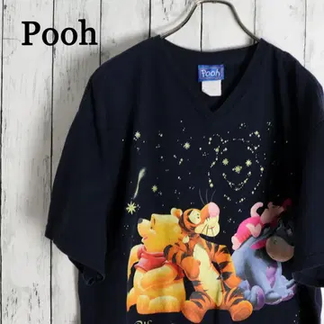 Pooh 디즈니 곰돌이 푸 캐릭터 빅 프린트 V넥 티셔츠