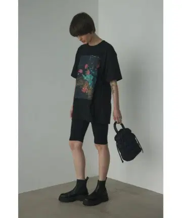 BLACK BY MOUSSY 골지 하프 레깅스 블랙