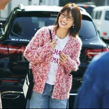 드로어 가디건 핑크 계열
