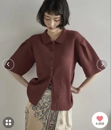 THE YOn 턱 하프 슬리브 폴로 썸머 리브 니트 가디건 버건디