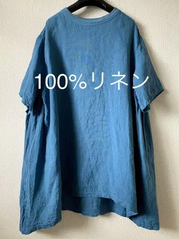 maillot 100% 린넨 오버 사이즈 T셔츠 튜닉 일본제