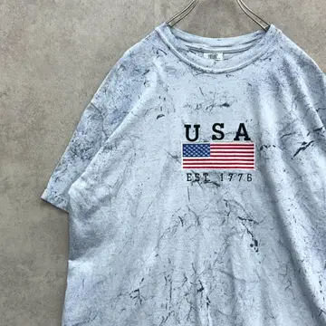 USA 별 조기 자수 로고 미국 국기 티셔츠 구제 의류 타이다이 XL