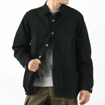 FOB FACTORY F3484 데님 콜 마이너 셔츠 블랙 L
