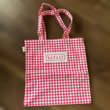EATALY 핑크 체크 토트백