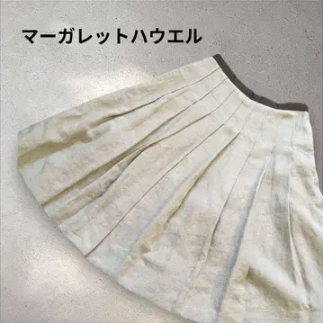 마가렛 호웰 린넨 베이지 플리츠 스커트