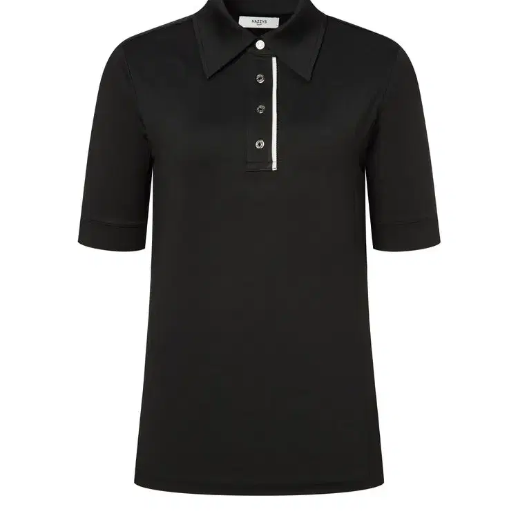 【HAZZYS GOLF】 Pattern Short Sleeve Polo T-shirt (WOMAN) Hazzys Golf Women's Short Sleeve Polo Ralph Lauren Tee Black