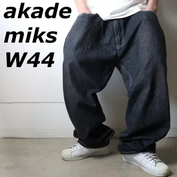 academiks 아카데미크스 데님 와이드 자수 로고 빅사이즈 W44
