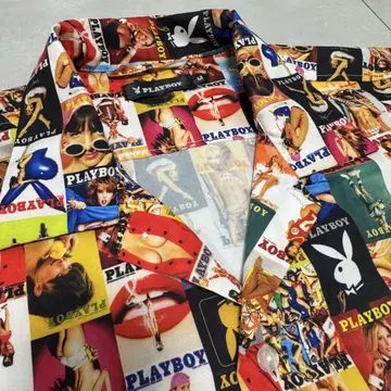 PLAYBOY 포스터 패턴 반팔 셔츠 M