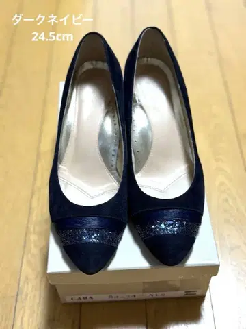 일본제 carino 네이비 스웨이드 하이힐 펌프스 24.5cm