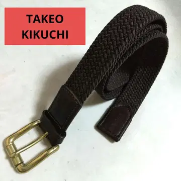 TAKEO KIKUCHI 다케오 키쿠치 브라운 웨빙 메쉬 벨트