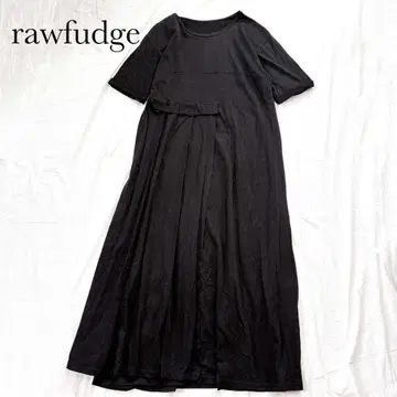 rawfudge 롱 원피스 사이드 플리츠 비대칭 블랙 M