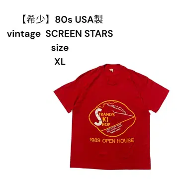 레어 80년대 미국 SCREEN STARS 빈티지 티셔츠 XL 빨간색