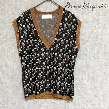 새상품급 Mame Kurogouchi 꽃무늬 V넥 니트 베스트 20ss