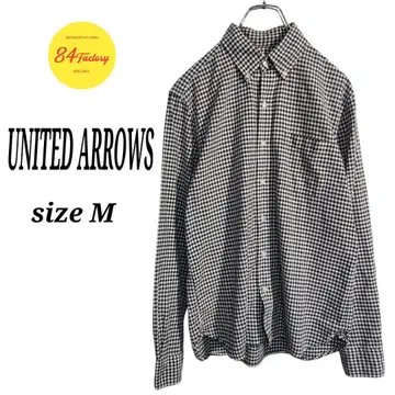 UNITED ARROWS 긴팔 체크 셔츠 깅엄 체크 남성용 M