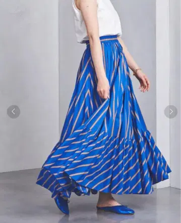 UNITED ARROWS 스트라이프 티어드 맥시 스커트 36 롱