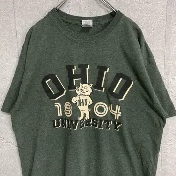 GILDAN 오하이오 대학 칼리지 팀 프린트 티셔츠 그린 L