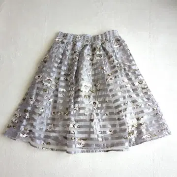 꽃무늬 오간자 스커트 보더 무늬 빅 사이즈 플레어 페미닌 4L