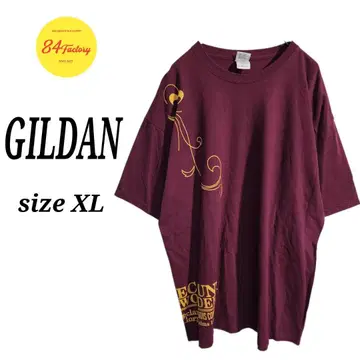 GILDAN 숏 슬리브 프린트 티셔츠 보르도 빅 사이즈 남성용 XL