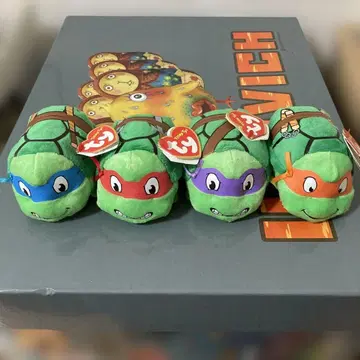 TMNT 터틀즈 ty 봉제 인형 택 포함 4개 세트