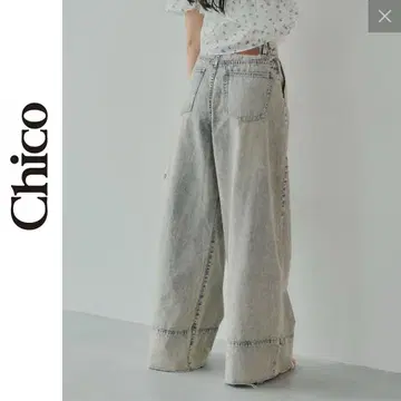 Chico 치코 턱 디자인 와이드 데님 0