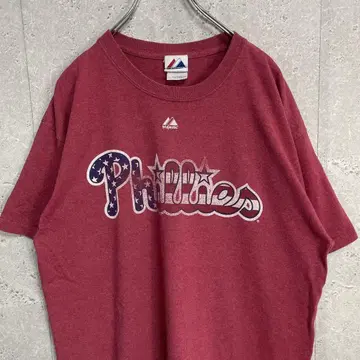 마제스틱 MLB 피아델피아 필리스 프린트 티셔츠 L
