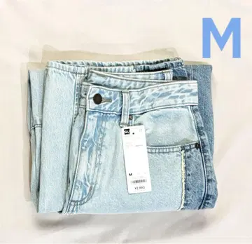 지유 2톤 배럴 레그 청바지 M 사이즈 블루 지유