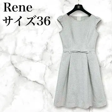 Rene basic 도트 올 패턴 프렌치 슬리브 원피스 리본 세탁 가능