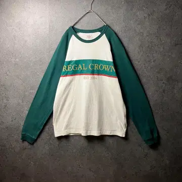 long sleeved 긴팔 티셔츠 래글런 그린 화이트 빈티지