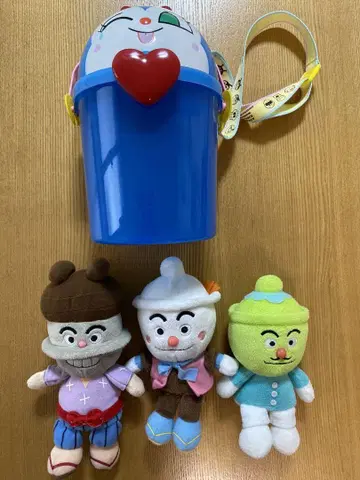 호빵맨 봉제 인형 세트 버킷 포함