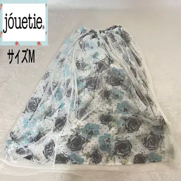 쥬에티 꽃무늬 레이스 맥시 길이 스커트 화이트 블루 사이즈 M