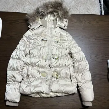 InfraRouge 베이지 후드 부착 다운 자켓