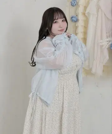 Louiosy 루오시 리본 포함 드로스트 시어 블루종 블루 LL