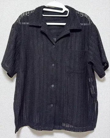 차오패닉 티피 모듬 레이스 오픈 카라 오버 셔츠 블랙