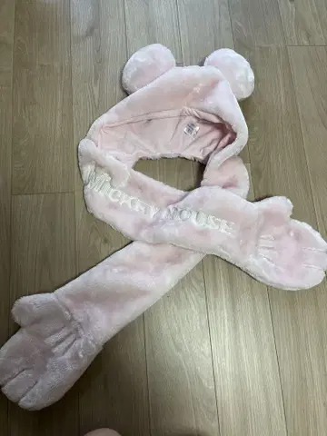 미키마우스 플리스 후드 스카프
