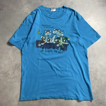 90s USA제 고양이 재미있는 프린트 양면 빈티지 T-shirt