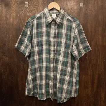 J.C.PENNEY 80s 빈티지 체크 셔츠 반팔 셔츠 JC 페니