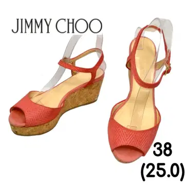 JIMMY CHOO 앵클 스트랩 웨지 통굽 코르크 샌들 38