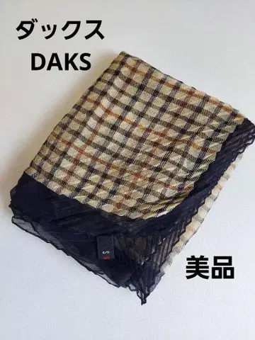 DAKS 체크 무늬 쉬폰 플리츠 스카프 직사각형 새상품급
