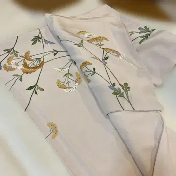 호몬기/쓰케사게 연한 핑크 단일 문장 꽃무늬