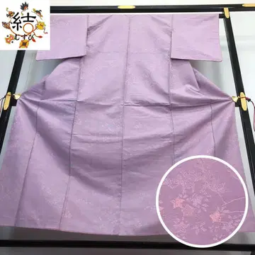 MK-1375 코몬 워셔블 기모노 풍경 꽃 무늬 복숭아 보라색