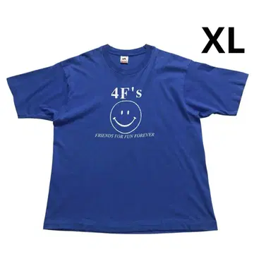 80s 90s USA제 니코짱 마크 티셔츠 XL 파랑 화이트 피스 마크