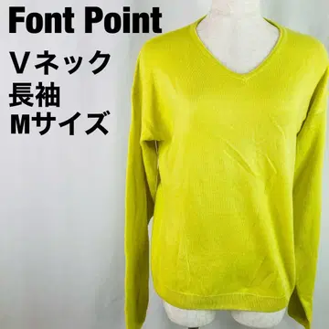 Font Point V넥 긴팔 니트 M 사이즈 밝은 노랑 7-37