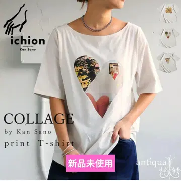 antiquaichion 콜라주 프린트 반팔 티셔츠