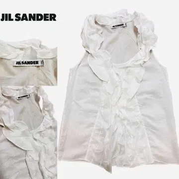 새상품급 JILSANDER 질 샌더 프린지 슬리브리스 블라우스 티셔츠
