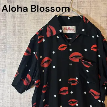 Aloha Blossom 알로하 셔츠 키스 마크 알로하 블라썸 블랙 레드