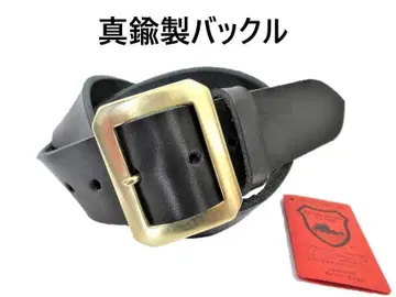 놋쇠 팔각 버클 도치기 가죽 벨트 (블랙) 40mm 폭 통가죽