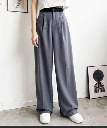 바이컬러 드로스트 슬랙스