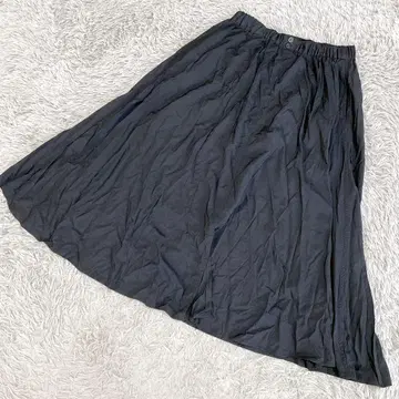 이탈리아제 턱 개더 플레어 스커트 네이비 46 빅 사이즈